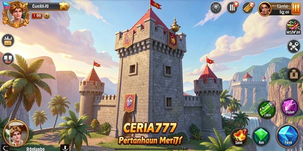 Tampilan gameplay menakjubkan dari CERIA777 dalam pertahanan menara.