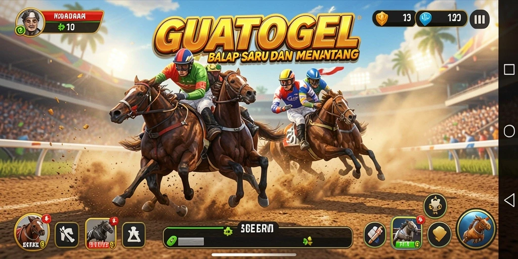 Tampilan gameplay GUATOGEL yang seru dan penuh aksi balap.