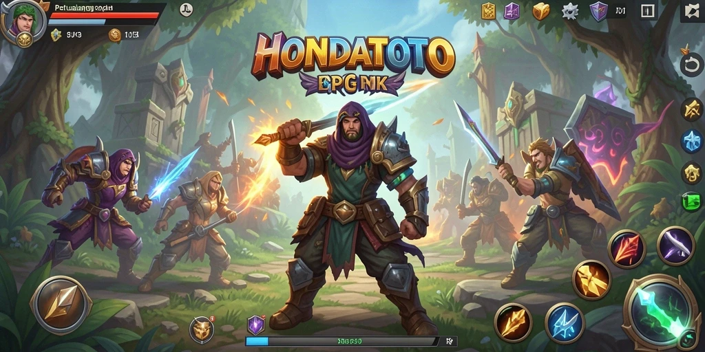 Tampilan gameplay seru dalam HONDATOTO dengan pertarungan epik.