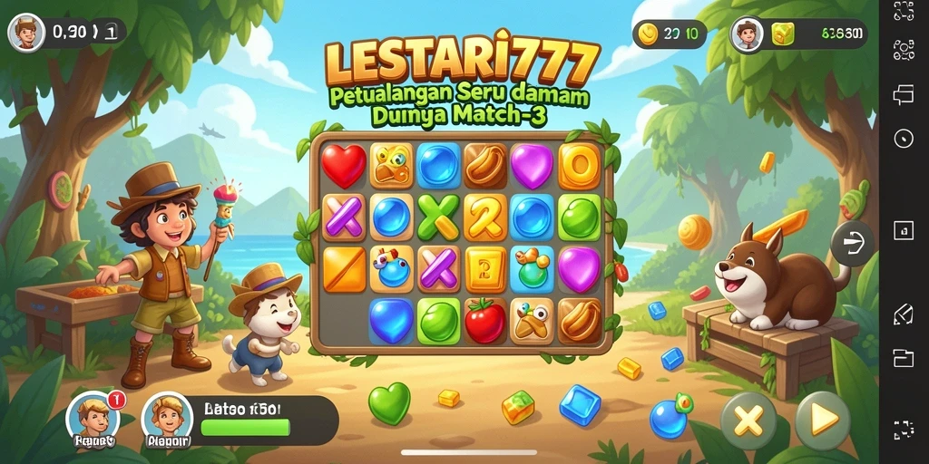 Tangkapan layar LESTARI777 menampilkan momen seru dalam permainan Match-3.