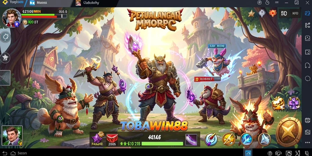 Tampilan gameplay seru dalam TOBAWIN88 yang menggambarkan dunia MMORPG.